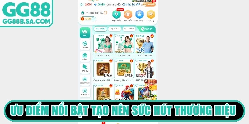 Ưu điểm nổi bật tạo nên sức hút của thương hiệu GG88