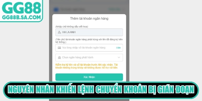 Nguyên nhân phổ biến khiến lệnh chuyển khoản tại GG88 bị gián đoạn