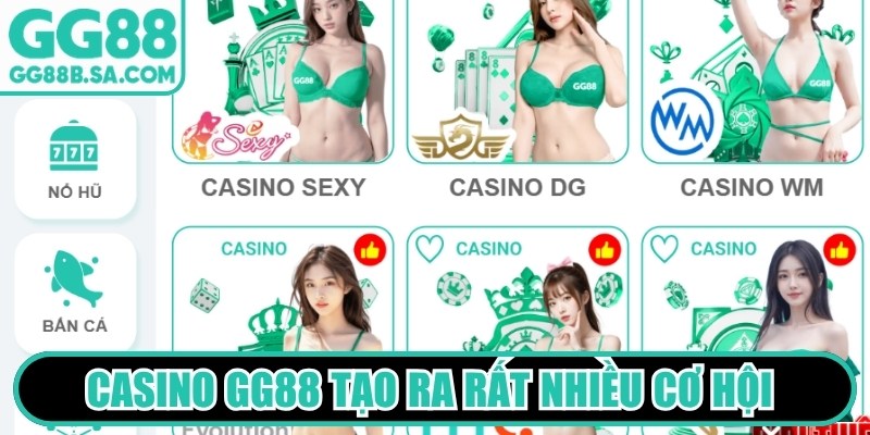 Casino GG88 tạo ra rất nhiều cơ hội giải trí mới lạ và kịch tính