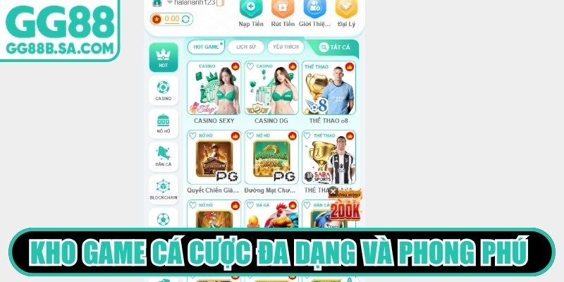 Kho game cá cược đa dạng và phong phú tại trang chủ GG88 chính thức